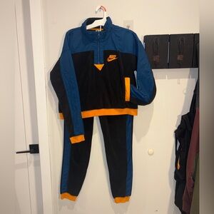 Nike Fleece Black& Blue Jacket with Orange Lining